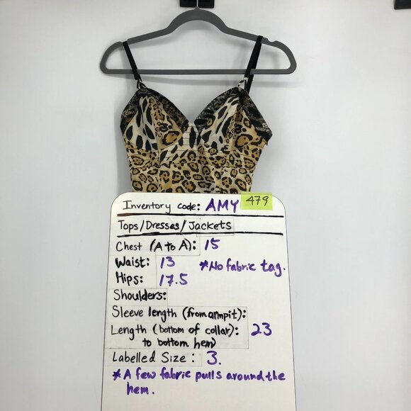 Guess Jeans Leopard  Print V-neck Cami Mini Slip Dress size 3 - Picture 16 of 16